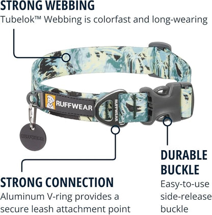 Ruffwear, Front Range Dog Collar, Adjustable Tubelok Webbing, Lightweight, Side Release Buckle, Aluminum V-Ring, Durable for Everyday Use, Sweeping Sage, 11"-14"