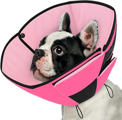 Queenmore Dog Cones for Small Dogs, Soft Cone for Dogs After Surgery, Adjustable Comfy Cone for Dogs & Cats, Comfortable Pet Cone After Surgery for Wound Healing, Pink S