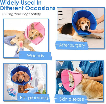 AOFITEE Dog Cones for Medium Dogs, Soft Dog Cone Collar After Surgery, Adjustable Cone for Dogs to Stop Licking, Breathable Pet E-Collar Alternative for Wound Healing(Blue,Medium)