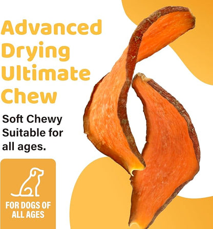 iPaw Sweet Potato Chews, Single Ingredient Dog Treats for Vegetarian, All Natural Human Grade Puppy Chew, Rawhide Alternative, Hypoallergenic, Easy to Digest, 2 Packs