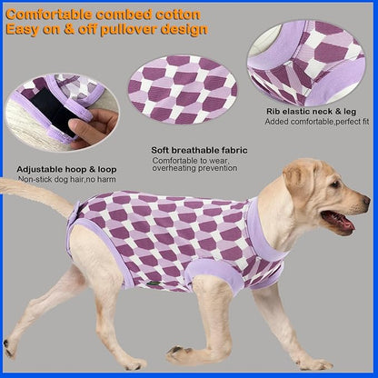 Dog Surgery Recovery Suit, Recovery Suit for Dogs Male Female Spay & Neuter, Anti-Licking Surgical Onesie for Dogs After Surgery Wear, Dog Cone Alternative (Shaped Purple, L)