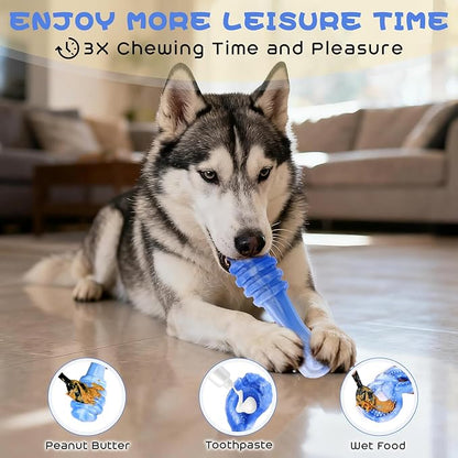 WinTour Indestructible Dog Toys for Aggressive Chewers 3 Pack, Tough Dog Toys for Medium and Large Dogs, Durable Dog Chew Toys for Aggressive Chewers to Keep Them Busy, Bacon Flavor, Blue