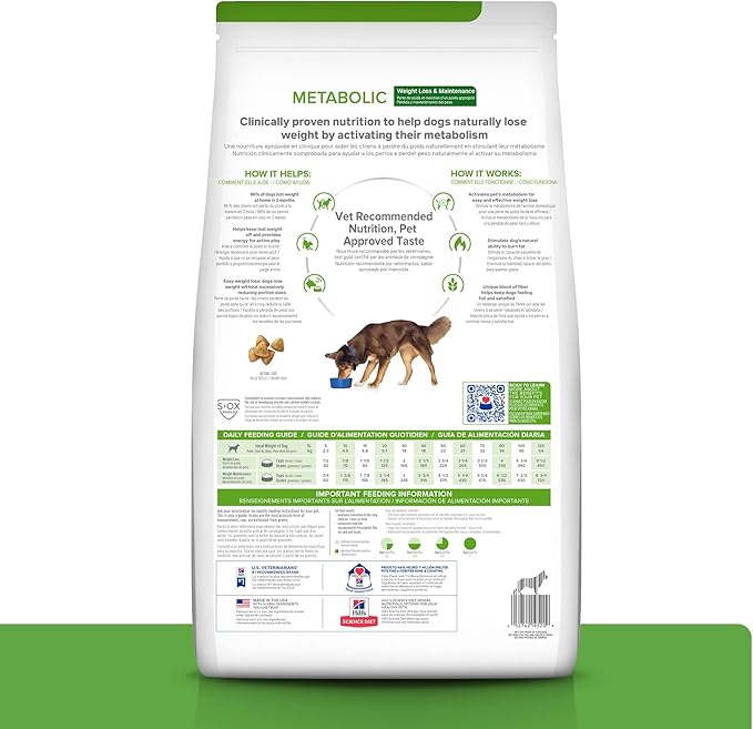 Hill's Prescription Diet Metabolic Weight Management Dry Dog Food, Chicken, 27.5 lb. Bag
