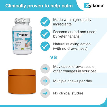Vetoquinol Zylkene Calming Support Supplement for Small Dogs and Cats, Helps Promote Relaxation and Reduce External Stress Factors, Daily Behavioral Support and Anxiety Relief for Dogs and Cats, 75mg