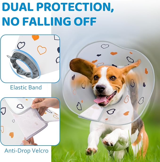 Elizabethan Dog Cone Collar, Adjustable Pet Cone to Stop Licking, Durable Plastic Neck Cone After Surgery for Small, Medium Large Dogs, Love XL
