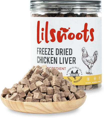 Freeze Dried Chicken Liver Dog Treats Cat Treats, Single Ingredient Liver Treats, Food Meal Topper, Rawhide Free Freeze Dried Chicken Liver High Protein, Training Pet Treats 4.6oz