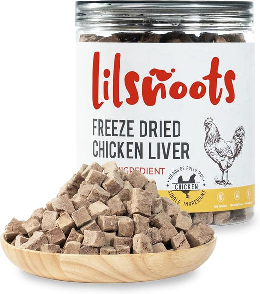 Freeze Dried Chicken Liver Dog Treats Cat Treats, Single Ingredient Liver Treats, Food Meal Topper, Rawhide Free Freeze Dried Chicken Liver High Protein, Training Pet Treats 4.6oz