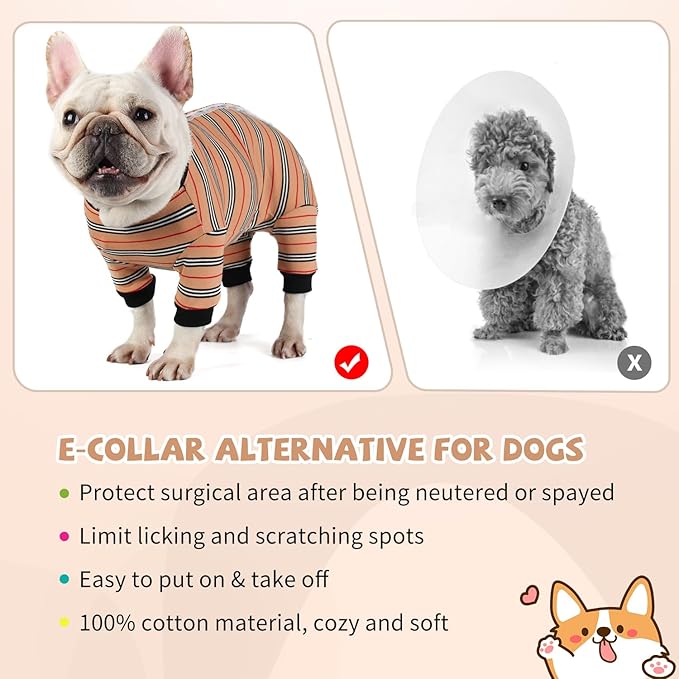 Dog Onesie for After Surgery Recovery Suit Pet Surgical Suit for Female Male Cone E-Collar Alternatives After Spay Abdominal Wounds Protector Dog Anti-Licking Onesie for Small Medium Dogs