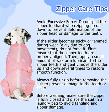 Lukovee Recovery Suit for Dogs, Zipper On Recovery Suit for Female Male Dog, Onesie Abdominal Wounds Cone E-Collar Alternative Prevent Licking Spay Recovery Suit (S,PI)