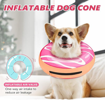 Inflatable Dog Cone Collar to Stop Licking, Soft Neck Donut Collar After Surgery, Adjustable Recovery Cone for Small Medium Large Dogs (Donut,XS)