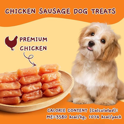 Jungle Calling Soft Chicken Sausage Dog Treats, Slow Roasted Tender Chicken Jerky for Small & Medium Dogs, Grain-Free High Protein Dog Training Treats, Easy to Chew, 10.6 oz