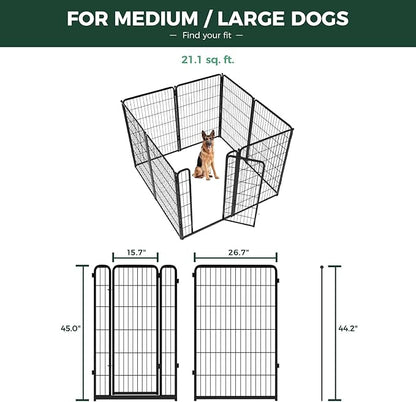 FXW Homeplus Unleashed Indoor Dog Playpen - Stress-Free and Safe Play, Heavy Duty 45 Inch 8 Panels with Washable Pee Pad for Large Dogs, Black│Patented