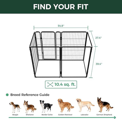 FXW AuraSpace Pro Acrylic & Wire Mesh Indoor Dog Playpen, 40" Height 6 Panels Metal Dog Pen for Medium and Large Dogs, Black│Patented