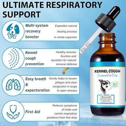 Kennel Cough for Dogs- Kennel Cough Treatment, Natural Cough Supplement for Dogs, Gentle Dog Congestion Relief, Liquid Dog Allergy Relief