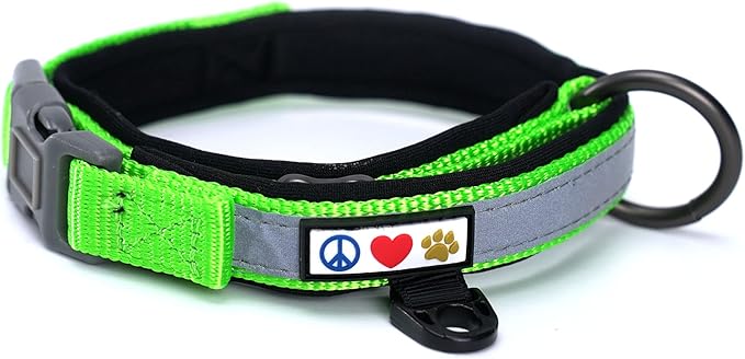 Pawtitas Lumberjack Padded Martingale Collar for Dogs | Soft Neoprene Dog Collar for Your pet's Comfort Made with Reflective Band for Maximum Visibility | Fits Small and Large Pets - Medium Green