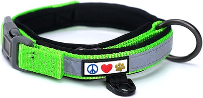 Pawtitas Lumberjack Padded Martingale Collar for Dogs | Soft Neoprene Dog Collar for Your pet's Comfort Made with Reflective Band for Maximum Visibility | Fits Small and Large Pets - Small Green