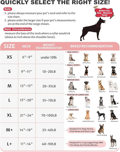 MIDOG Dog Cone Collar for Large Medium Dogs, Soft Inflatable Dog Cone Alternative After Surgery, Adjustable Protective Recovery Cone - Alternative E Collar Does Not Block Vision (Watermelon,S)