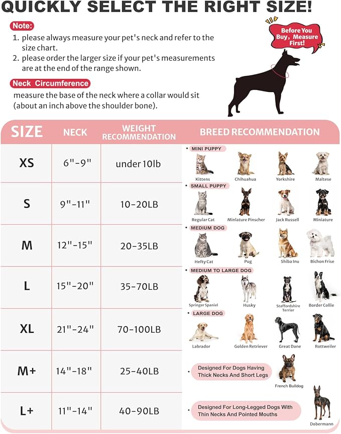 MIDOG Dog Cone Collar for Large Medium Dogs, Soft Inflatable Dog Cone Alternative After Surgery, Adjustable Protective Recovery Cone - Alternative E Collar Does Not Block Vision (Watermelon,M)
