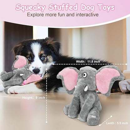 Letsmeet Plush Large Dog Toys with Squeaker and Crinkle Paper, Interactive Puppy Chew and Teeth Cleaning Toy, Pet Toys for Small, Medium and Large Dogs