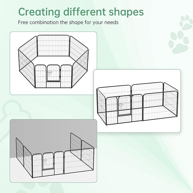 FDW Dog Playpen Dog Pen Dog Kennel 6 Panels 24 Inch Height Indoor Outdoor Folding Metal Portable Puppy Exercise Pen Heavy Duty Dog Fence for Yard Camping,Black