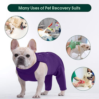 Kuoser Dog Recovery Suit for Back Legs, Thigh Wound Protective Sleeve for Dogs, Dog Recovery Sleeve for Female Male Dogs, Dog Onesie After Surgery Pet Surgical Suit for Spay Neuter, Purple L