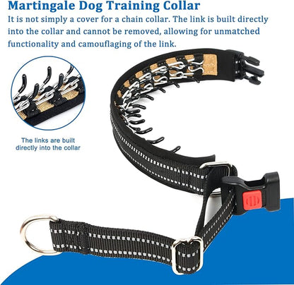 Mayerzon Martingale Collar for Dogs, No Pull Dog Collar with Reflective Strip for Small Medium Large Dogs, Anti Pulling Dog Collar with Buckle for Walking Training, Safe for Night Walk(Black, S)