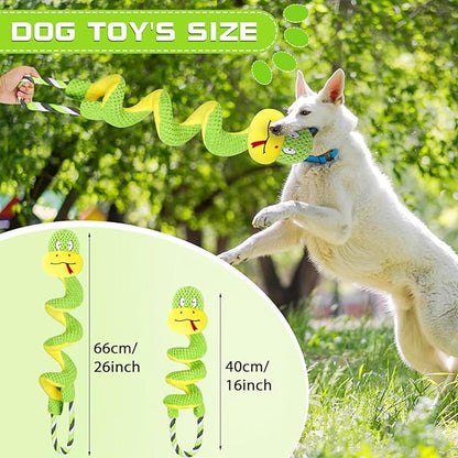 Squeaky Dog Toys, Chew-Resistant Dog Rope Toy with Squeaker & Crinkle Paper, Interactive Squeaky Tug of War Doggie Toy, Dog Toys for Small, Medium, and Large Dogs Daily Companionship