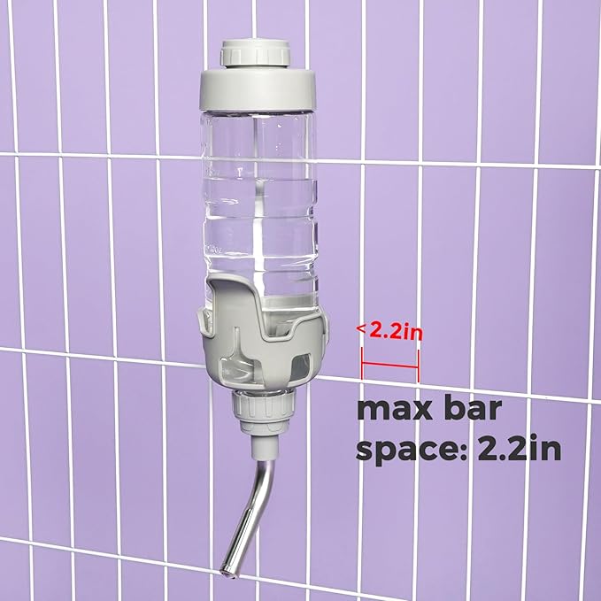 Vannon Dog Water Dispenser for Cage, 20oz Auto Feeding Crate Water Bottle for Dogs, Cats & Rabbits, Pet Nozzle Diameter: 12mm, BPA Free, Grey