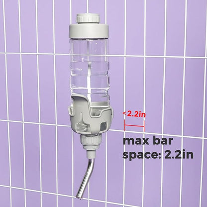 Vannon Dog Water Dispenser for Cage, 20oz Auto Feeding Crate Water Bottle for Dogs, Cats & Rabbits, Pet Nozzle Diameter: 12mm, BPA Free, Grey