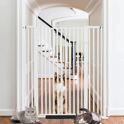 SHYUJAJIE 55 Inch Extra Tall Pet Gate for Cats,29.92"-43" Adjustable Wide Dog Gates,Pressure Mounted Walk Through Tall Pets Gate for Doorways,Hallway,Stairs(White)