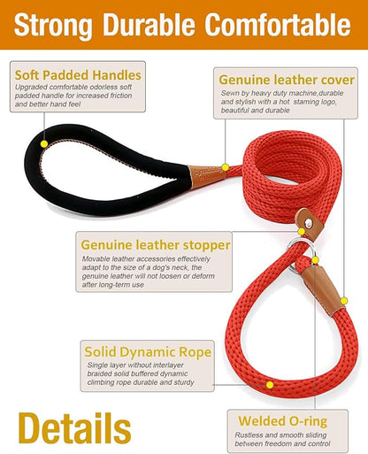 lynxking Dog Leash Slip Lead Rope Leash Strong Heavy Duty Braided Dog No Pull Training Lead for Medium Large and Small Dogs