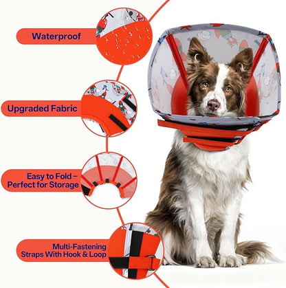 Comfortable Dog Cone - Soft Dog Cone Collar for Medium Dogs,Adjustable Recovery Cone for Dogs to Stop Licking,Cute Pet Head Neck Elizabethan Cone,Cone Alternative After Surgery,M,Red