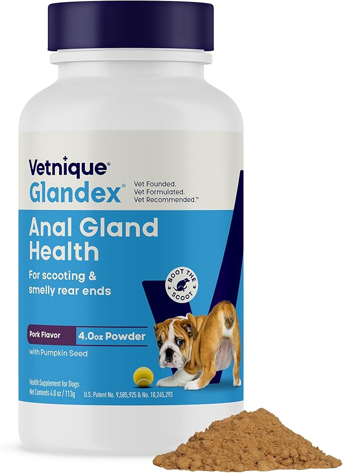 Vetnique Glandex for Dogs Anal Glands Supplement Powder Digestive Health with Fiber, Pumpkin, Digestive Enzymes & Dog Probiotics - Boot the Scoot (4.0 oz, Pork Liver)