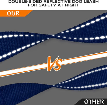 Joytale Dog Leash Heavy Duty for Large Dogs that Pull, Double Handle for Traffic Control, Double-Sided Reflective Leashes for Large Medium Dogs Night Safety, 6FT, Royal Blue