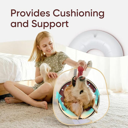 Supet Raised Inflatable Dog Cone After Surgery - Adjustable Recovery Donut Collar with Removable Shield to Stop Licking Wounds & Protect Stitches - Soft Dog Cone Alternative for Medium Dogs (Brown,M)