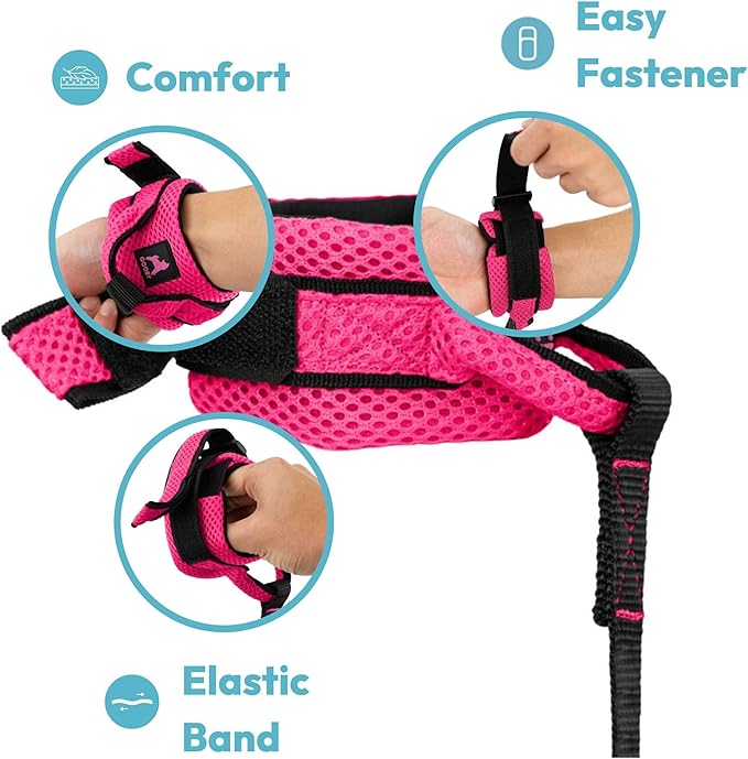 Gooby Soft Mesh Wrist Band Surfer Leash - Purple, 6 FT - Comfortable Hands Free Leash with Elastic Band for Small, Medium and Large Dogs