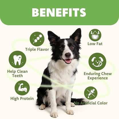 MON2SUN Dog Treats, Triple Flavor 6 Inch Chicken Liver Duck and Chicken Wrapped Rawhide Sticks, Teeth Cleaning Snacks for Medium Dogs, 35.27 oz (20 Count-Pack of 1)