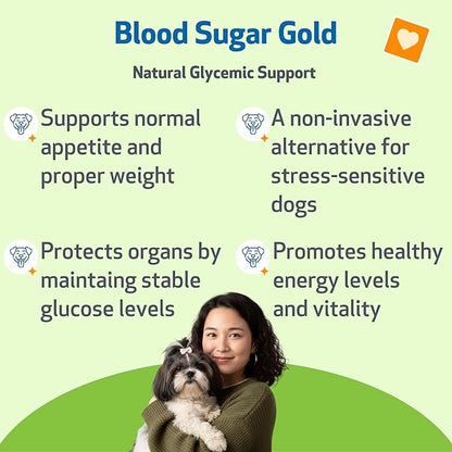 Pet Wellbeing Blood Sugar Gold Dogs - Holistic Blood Sugar Support, Pancreas & Liver Health, Gymnema, Fenugreek & Devil’s Club - NASC Certified & Vet-Formulated - 2 oz Liquid