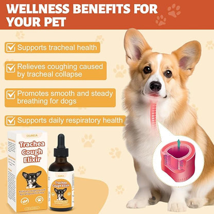Ourea Collapsed Trachea Treatment for Dogs, Dog Cough Treatment, Trachea Cough Elixir, Natural Herbs Help Dogs Breathe Smoothly and Support Tracheal & Respiratory Health (2 fl oz)