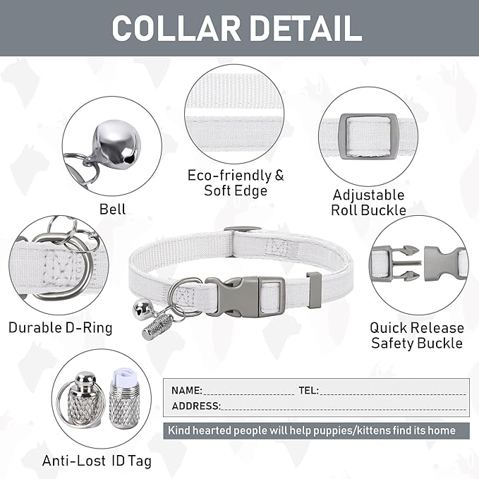 GAMUDA Small Pet Harness Collar and Leash Set, Step in No Chock No Pull Linen Fabric Soft Mesh Dog Vest Harnesses Reflective for Dogs Puppy Cats Kitten Rabbit (White, XS)