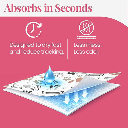 Pupiboo Disposable Dog and Cat Training Pads Highly Absorbent Pee Pads, Leak Proof Backing, for Housebreaking & Potty Training – 23x23 in (100 Count)