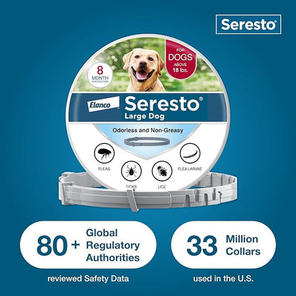 Seresto Flea & Tick Collar For Dogs Over 18 lbs., Treatment & Prevention, Vet-Recommend, 8 Month Protection