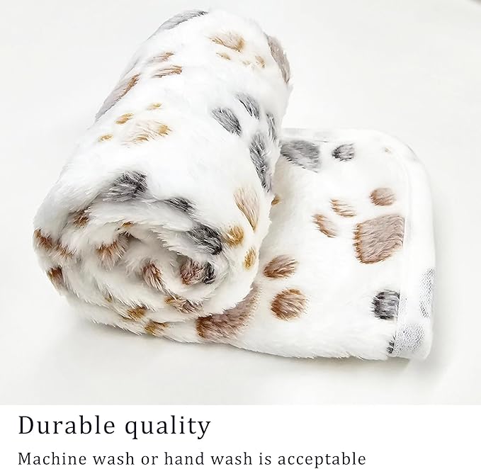 1 Pack 3 Blankets Super Soft Fluffy Premium Fleece Pet Blanket Flannel Paw Printed Throw for Dog Puppy Cat (Small 23x16'', Pink, Yellow, Blue)