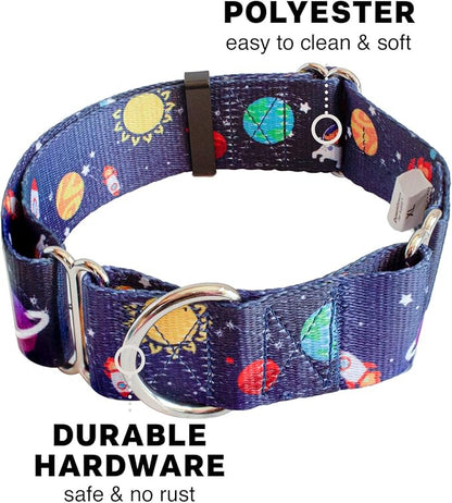 Downtown Pet Supply Big and Wide Durable Martingale Training Collars for Dogs and Puppy in Small,Medium,Large,and Extra Large Dog Collar (Space),X-Large: 18.5 inch-34