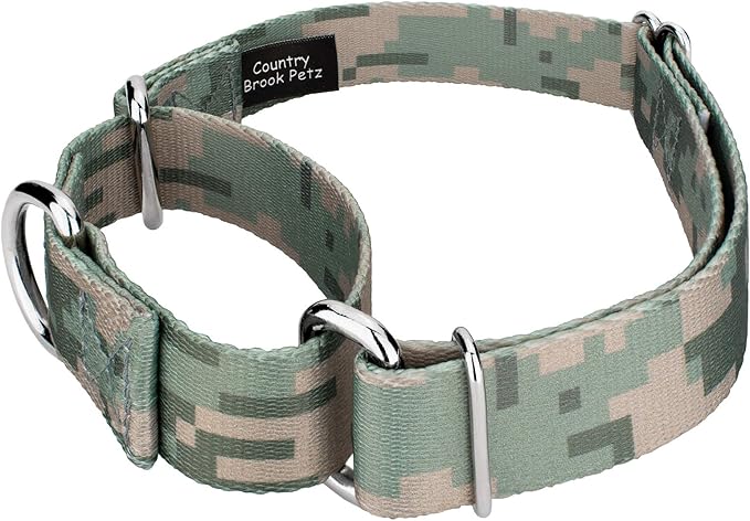 Country Brook Petz - Digital Camo Martingale Dog Collar and Leash Limited Edition - Camouflage Collection Featuring Rugged Designs (1/2 Inch, 2XS)