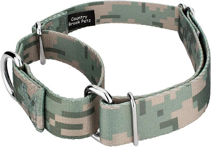 Country Brook Petz - Digital Camo Martingale Dog Collar and Leash Limited Edition - Camouflage Collection Featuring Rugged Designs (5/8 Inch, Small)