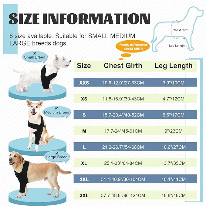 ROZKITCH Dog Sleeve to Prevent Licking Right Left Leg, Pet Prevent Licking Wound Elbow Knee Protector, Dog Recovery Suit Cone Collar Alternative for Sprain ACL CCL Arthritis Joint Care Black S