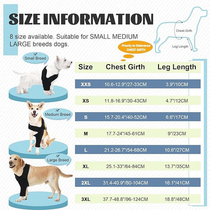 ROZKITCH Dog Leg Sleeve for Front Right Left, Pet Prevent Licking Wound Elbow Knee Protector, Dog Recovery Suit Cone Collar Alternative for Sprain ACL CCL Arthritis Joint Care Black 2XL