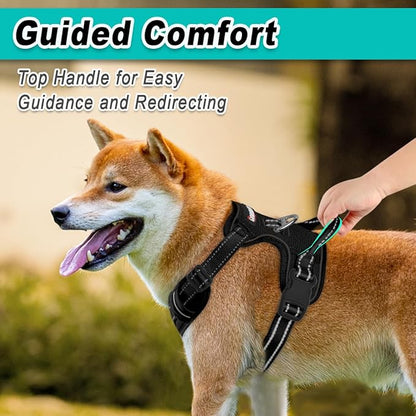BARKBAY Dog Harness No Pull Mesh for Large Dogs - Adjustable, Reflective, Comfortable, No Choke, Heavy-Duty - Perfect for Outdoor Training, Walking, and Hiking - Strong & Durable - L & Black Mesh