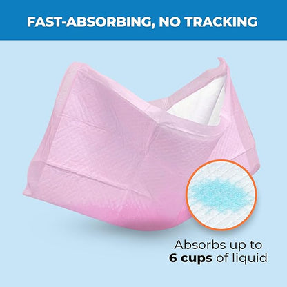 Best Pet Supplies Puppy Pads (22.5 x 22 Inches) - Disposable, Dog Training Potty , Super Absorbent Baby Pink Puppy Pee Pads for Dogs (100 Count)